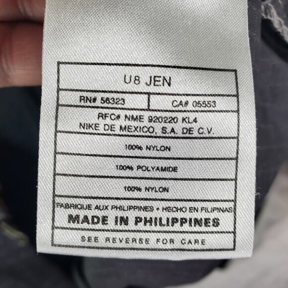 Vtg 90s Y2K Nike Jacket XL Nylon Black Grey Cream Swoosh Full Zip Windbreaker - Picture 14 of 15